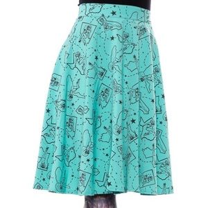 Rock Steady Pinup Girls Teal Circle Skirt Sz S